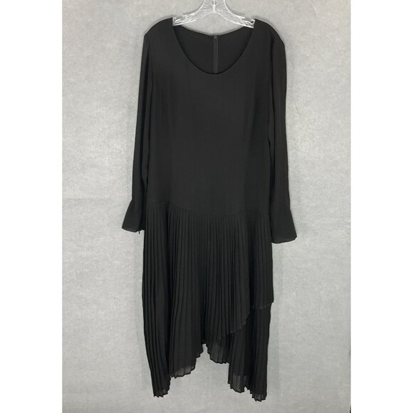 Mariella Burani Amuleti Dress Women Sz 12 Black Tier‎ Pleated Chiffon Whimsigoth - Picture 1 of 16
